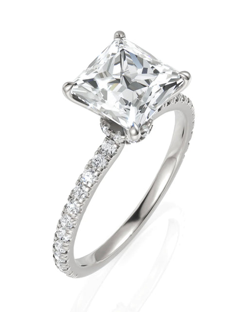 Load image into Gallery viewer, 2.29CT Princess Lab Diamond Hidden Halo Accent Engagement Ring
