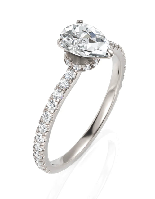 Load image into Gallery viewer, 1.03CT Pear Lab Diamond Hidden Halo Accent Engagement Ring
