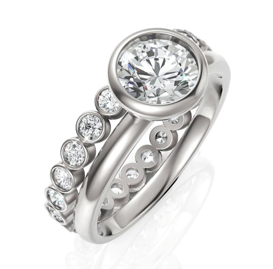 1.84CT Round Lab Diamond Bridal Set Ring