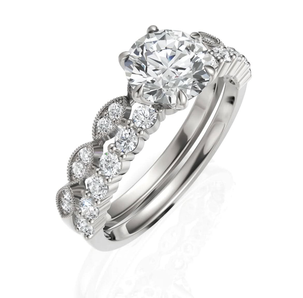 1.6CT Round Lab Diamond Bridal Set Ring