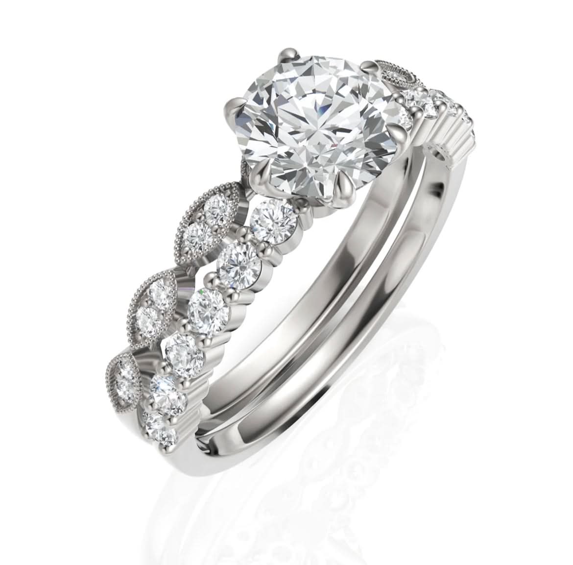 1.6CT Round Lab Diamond Bridal Set Ring