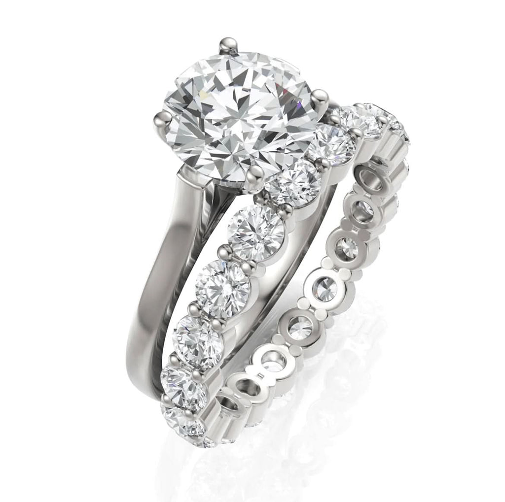 خاتم زفاف مرصع بألماس مختبري دائري 3.9 قيراط