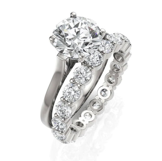 3.9CT Round Lab Diamond Bridal Set Ring