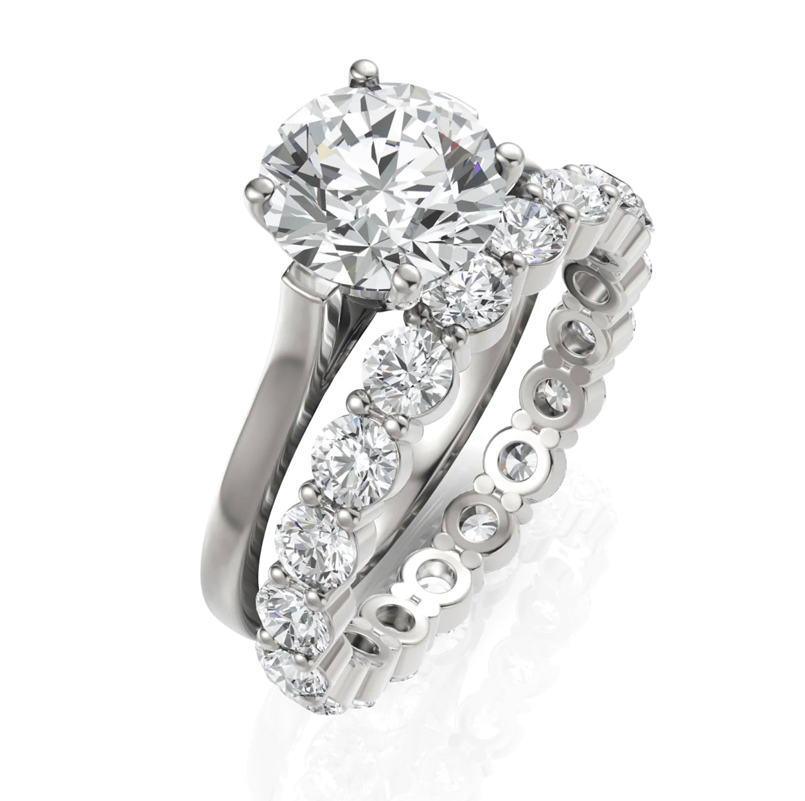 3.9CT Round Lab Diamond Bridal Set Ring