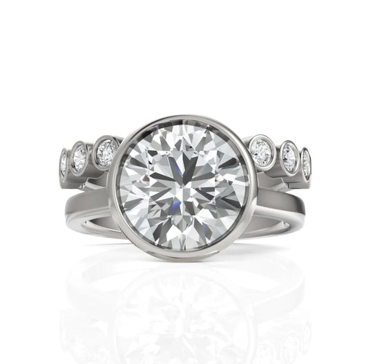 3.79CT Round Lab Diamond Bridal Set Ring