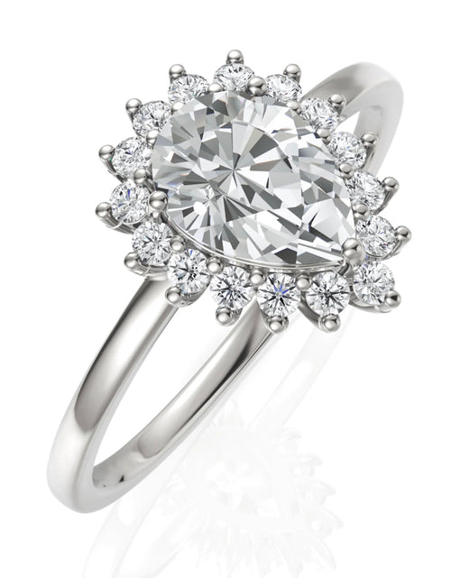 Load image into Gallery viewer, 0.91CT Pear Lab Diamond Halo Engagement Ring
