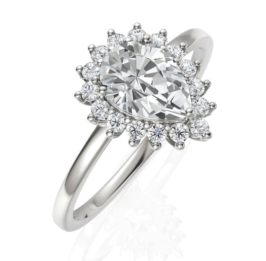 0.91CT Pear Lab Diamond Halo Engagement Ring