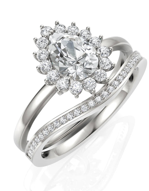 Load image into Gallery viewer, 0.92CT Pear Lab Diamond Halo Twin Wedding Ring
