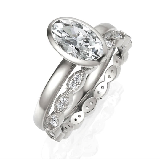 1.52CT Oval Lab Diamond Bridal Set Ring