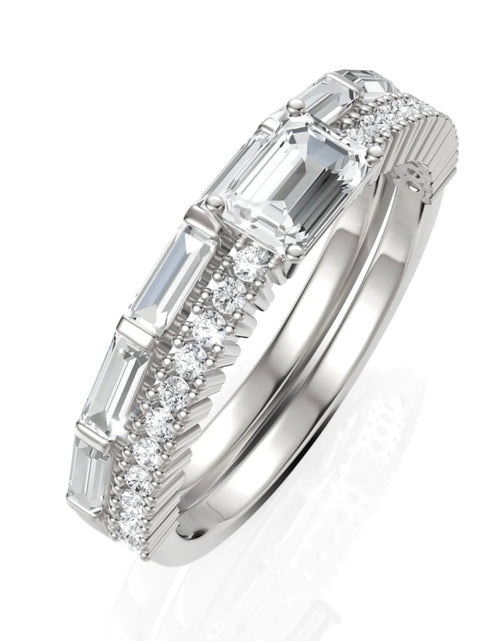 Load image into Gallery viewer, 1.13CT Emerald Lab Diamond Bridal Twin Wedding Ring
