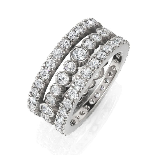 2.3CT Round Lab Diamond Full Eternity Bridal Set
