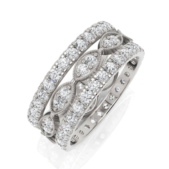 2.02CT Round Lab Diamond Full Eternity Bridal Set Ring
