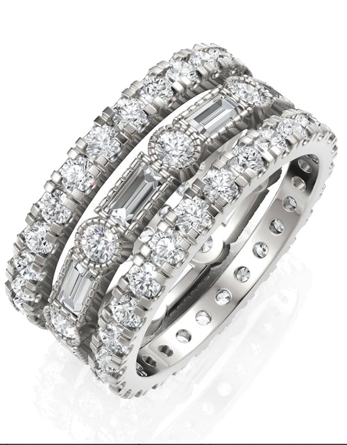 Load image into Gallery viewer, 3.02CT Baguette Round Lab Diamond Bridal Set Ring
