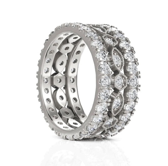 2.3CT Round Lab Diamond Full Eternity Bridal Set Ring
