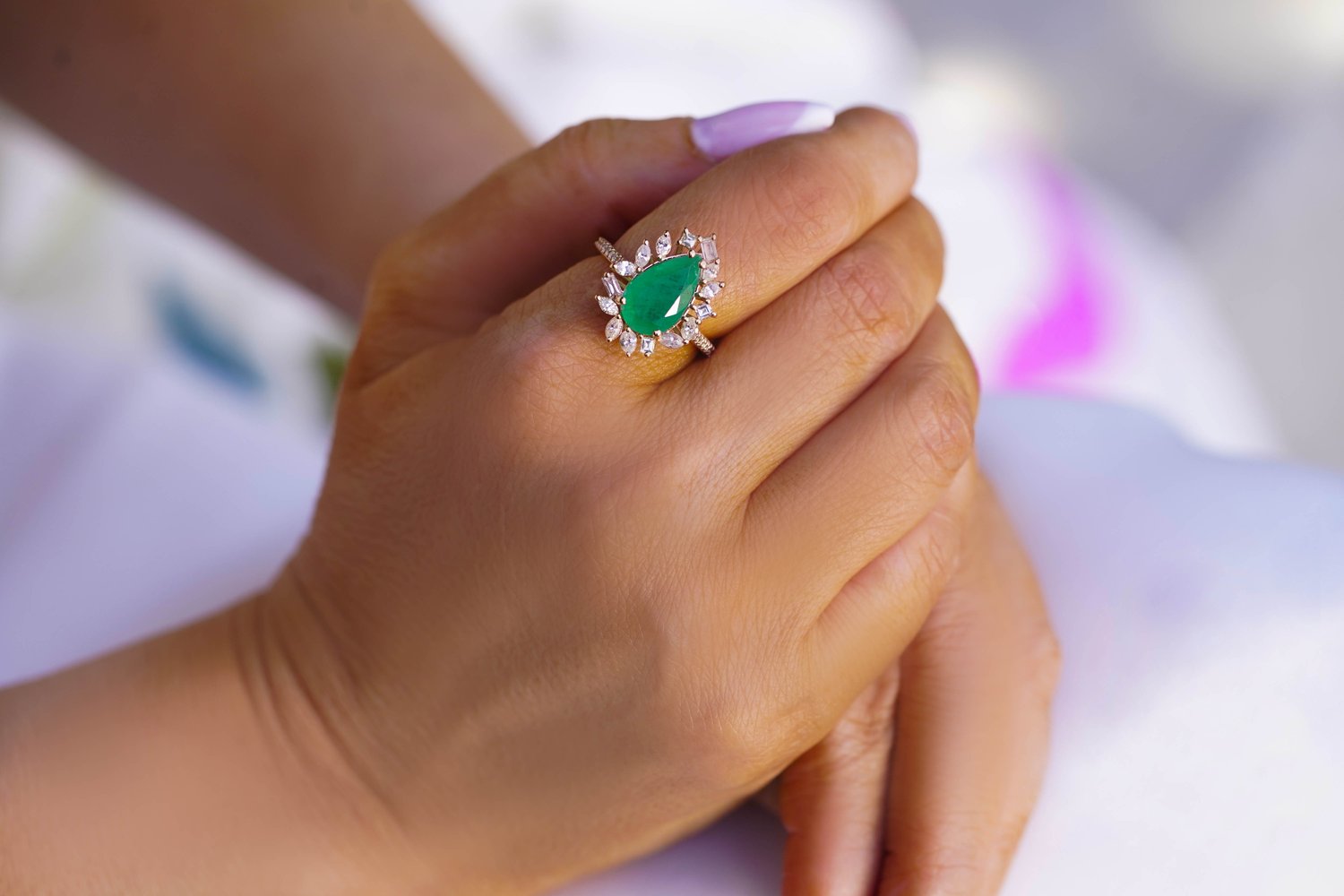 Emerald Tear Ring