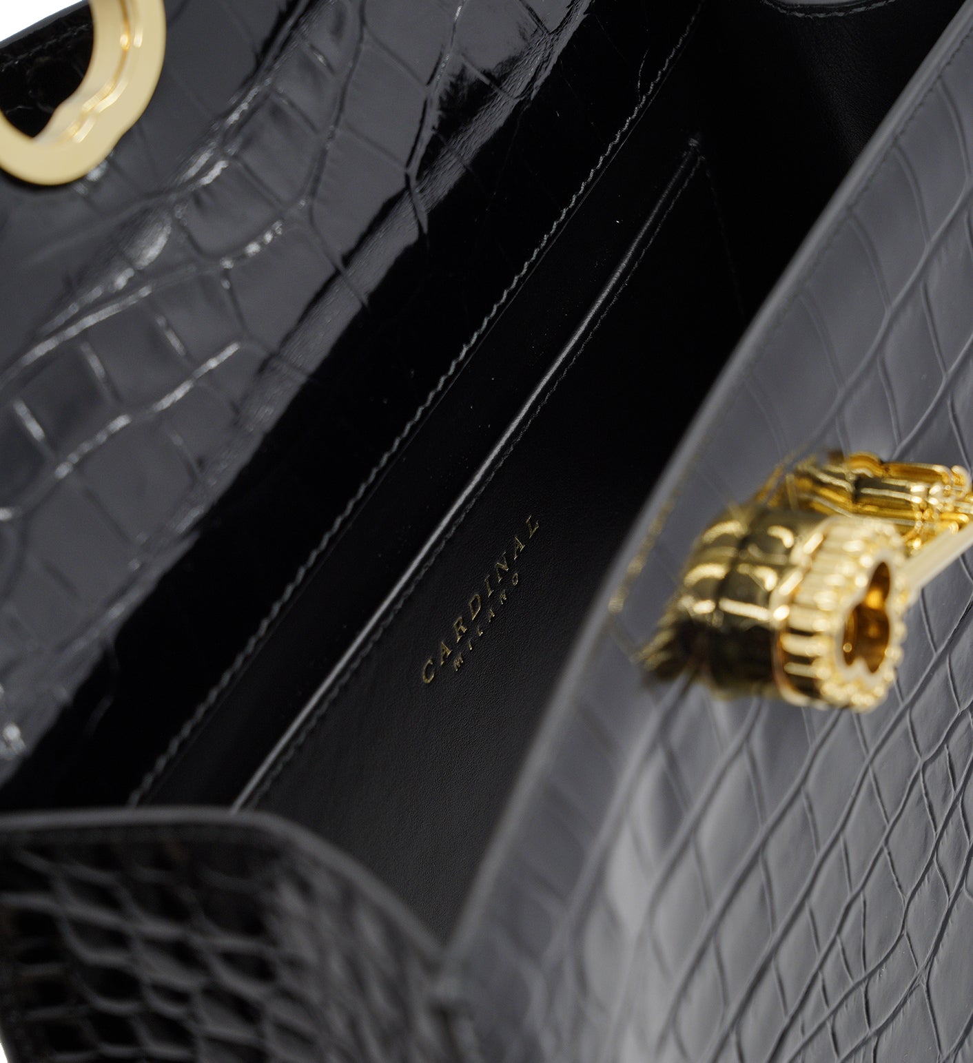 Lady Cardinal 25 Grey croc embossed leather bag