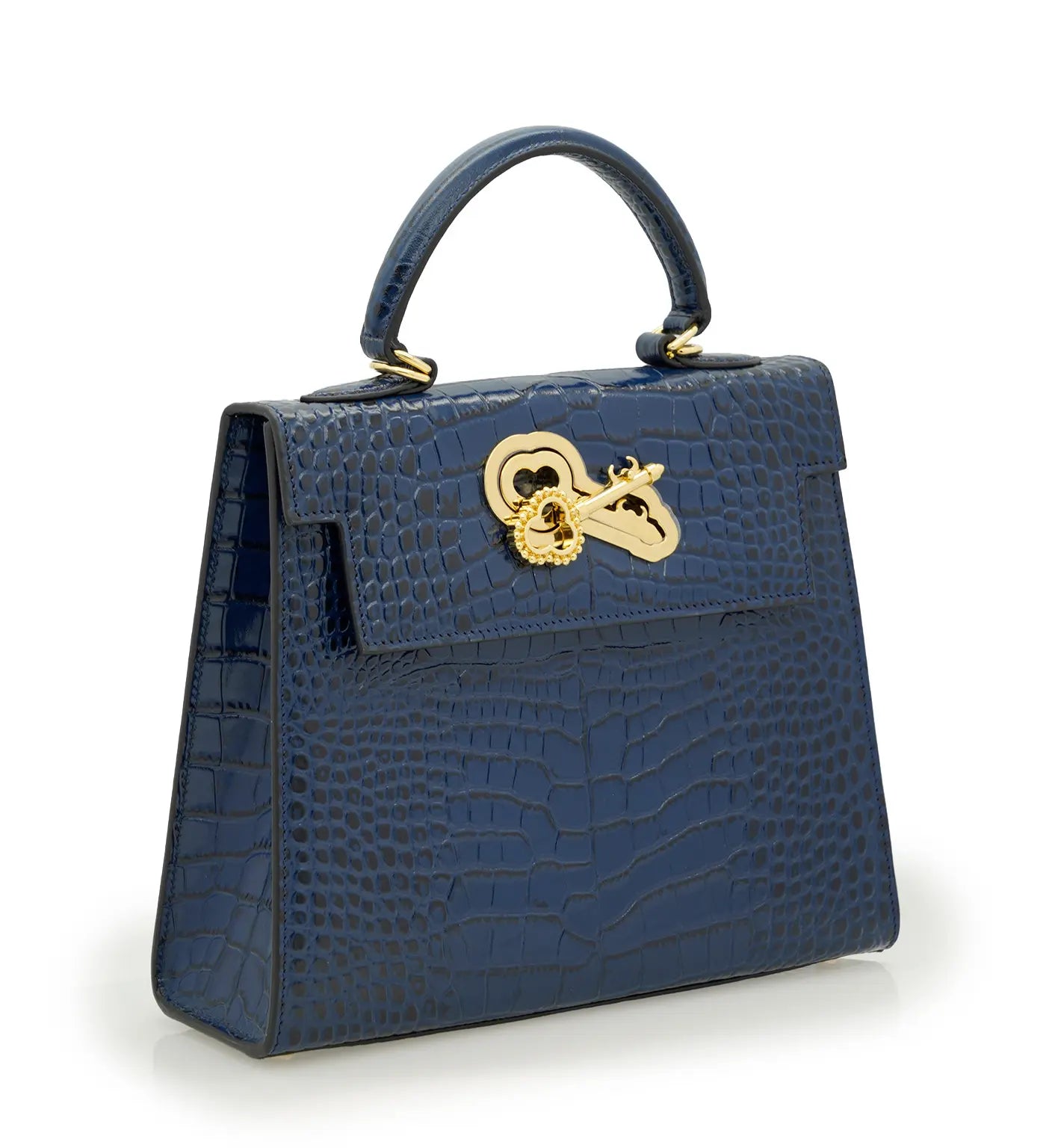 Lady Cardinal Blue Night Crocodile-Embossed Calf Leather Handbag