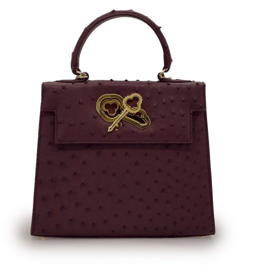 Lady Cardinal Time Keys 25 Burgundy Ostrich leather bag