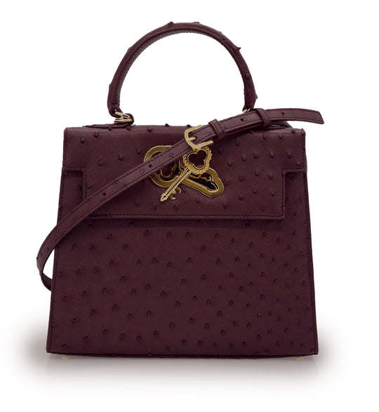 Lady Cardinal Time Keys 25 Burgundy Ostrich leather bag
