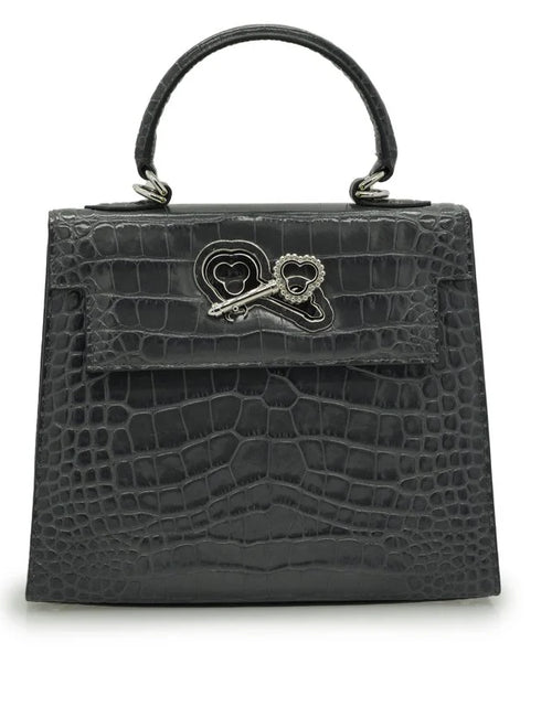 Load image into Gallery viewer, Lady Cardinal 25 Grey croc embossed leather bag
