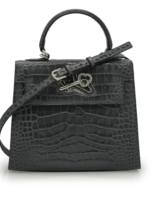 Load image into Gallery viewer, Lady Cardinal 25 Grey croc embossed leather bag
