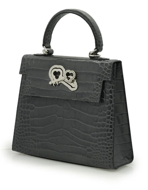 Load image into Gallery viewer, Lady Cardinal 25 Grey croc embossed leather bag
