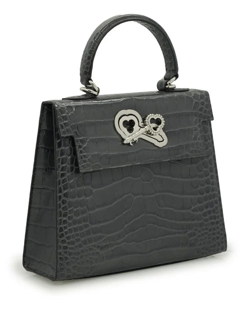 Load image into Gallery viewer, Lady Cardinal 25 Grey croc embossed leather bag
