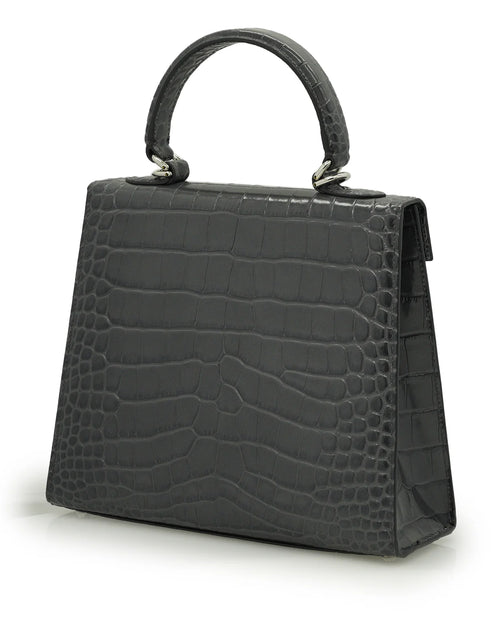 Load image into Gallery viewer, Lady Cardinal 25 Grey croc embossed leather bag
