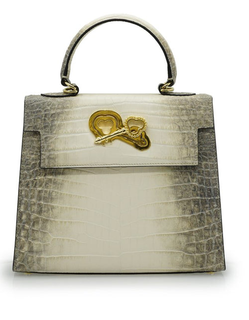 Load image into Gallery viewer, Lady Cardinal 25 Himalaya beige croc embossed leather bag
