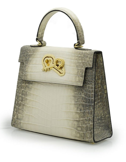 Load image into Gallery viewer, Lady Cardinal 25 Himalaya beige croc embossed leather bag
