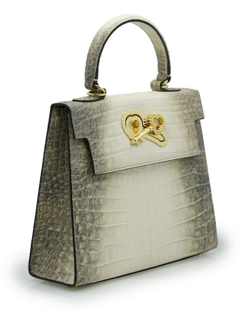 Load image into Gallery viewer, Lady Cardinal 25 Himalaya beige croc embossed leather bag
