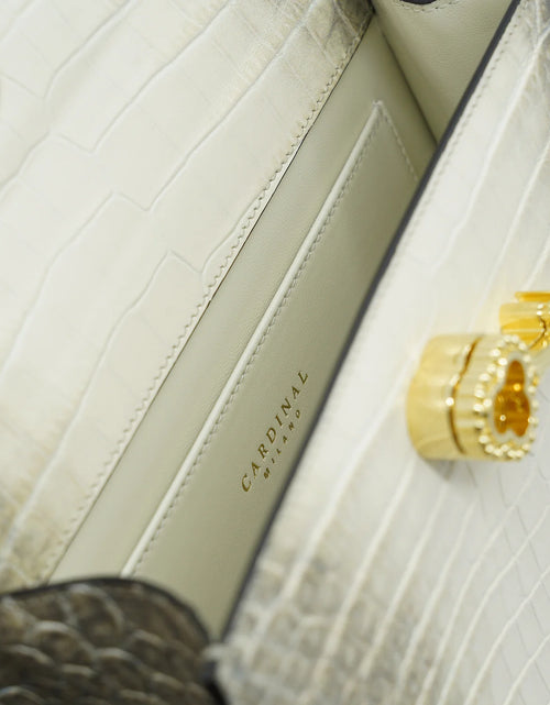 Load image into Gallery viewer, Lady Cardinal 25 Himalaya beige croc embossed leather bag
