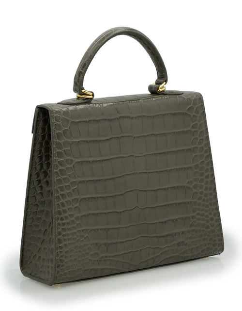 تحميل الصورة إلى عارض المعرض، Lady Cardinal Taupe Crocodile-Embossed Calf Leather Handbag
