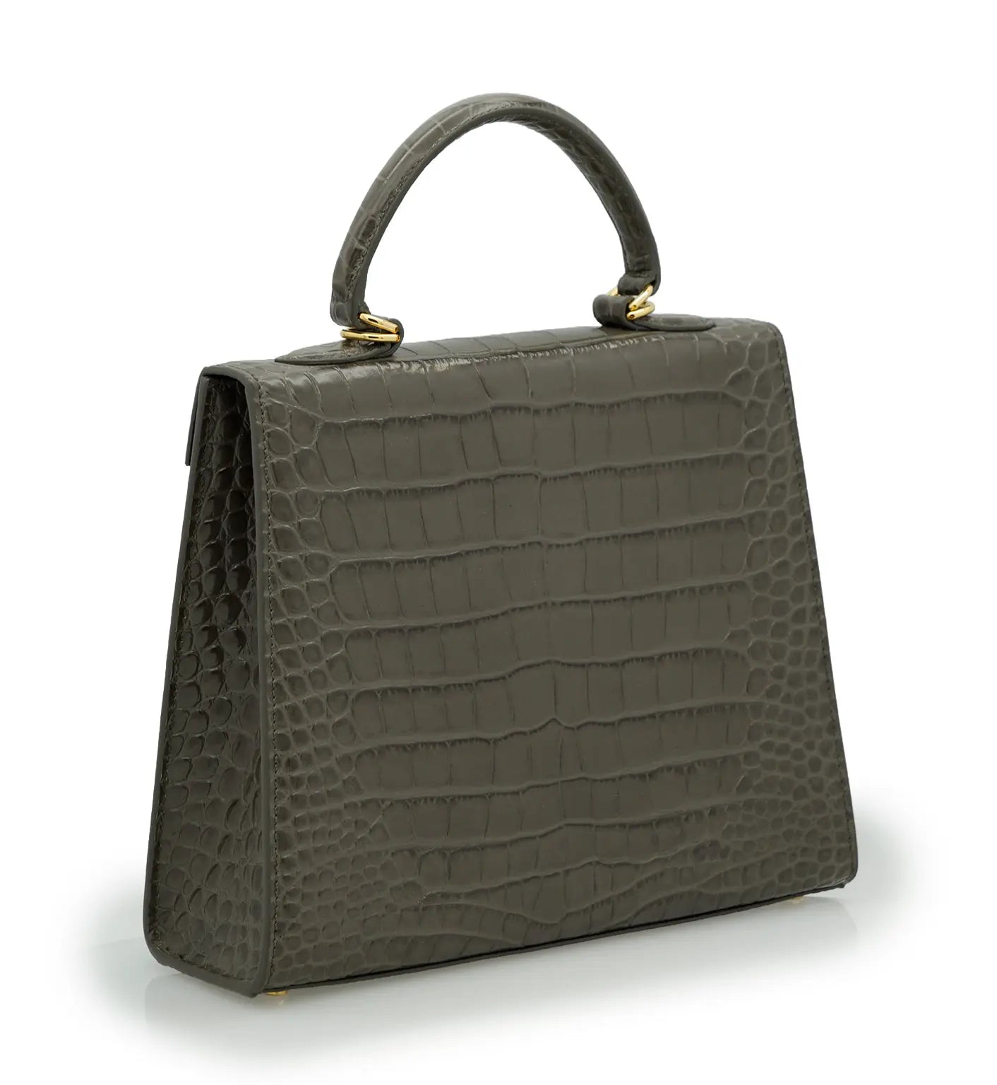 Lady Cardinal Taupe Crocodile-Embossed Calf Leather Handbag
