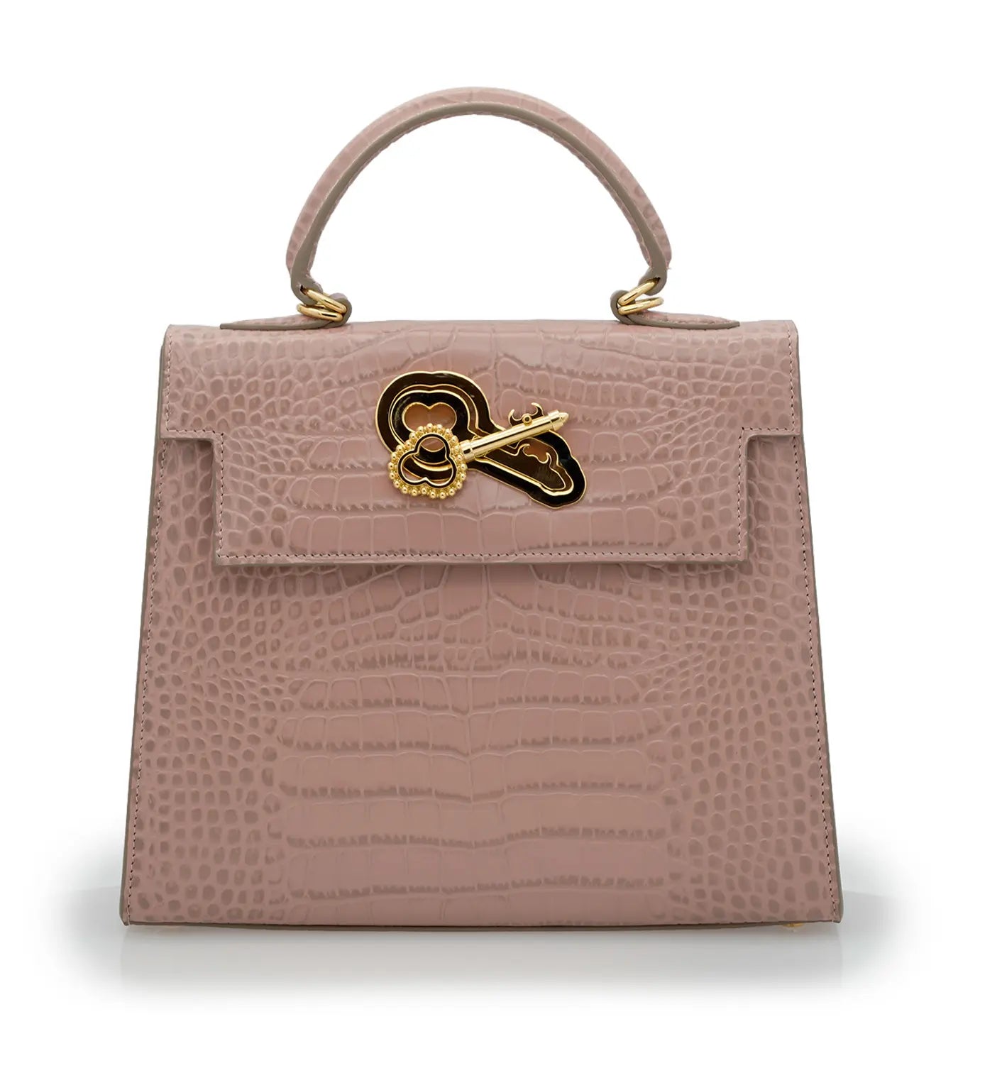 Lady Cardinal Tea Rose Crocodile-Embossed Calf Leather Handbag