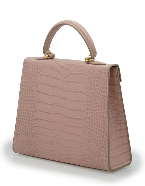 Load image into Gallery viewer, Lady Cardinal Tea Rose Crocodile-Embossed Calf Leather Handbag
