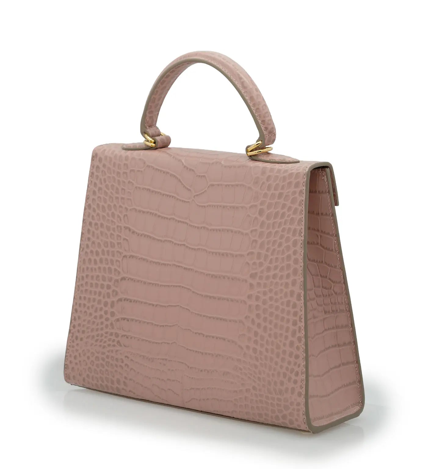 Lady Cardinal Tea Rose Crocodile-Embossed Calf Leather Handbag