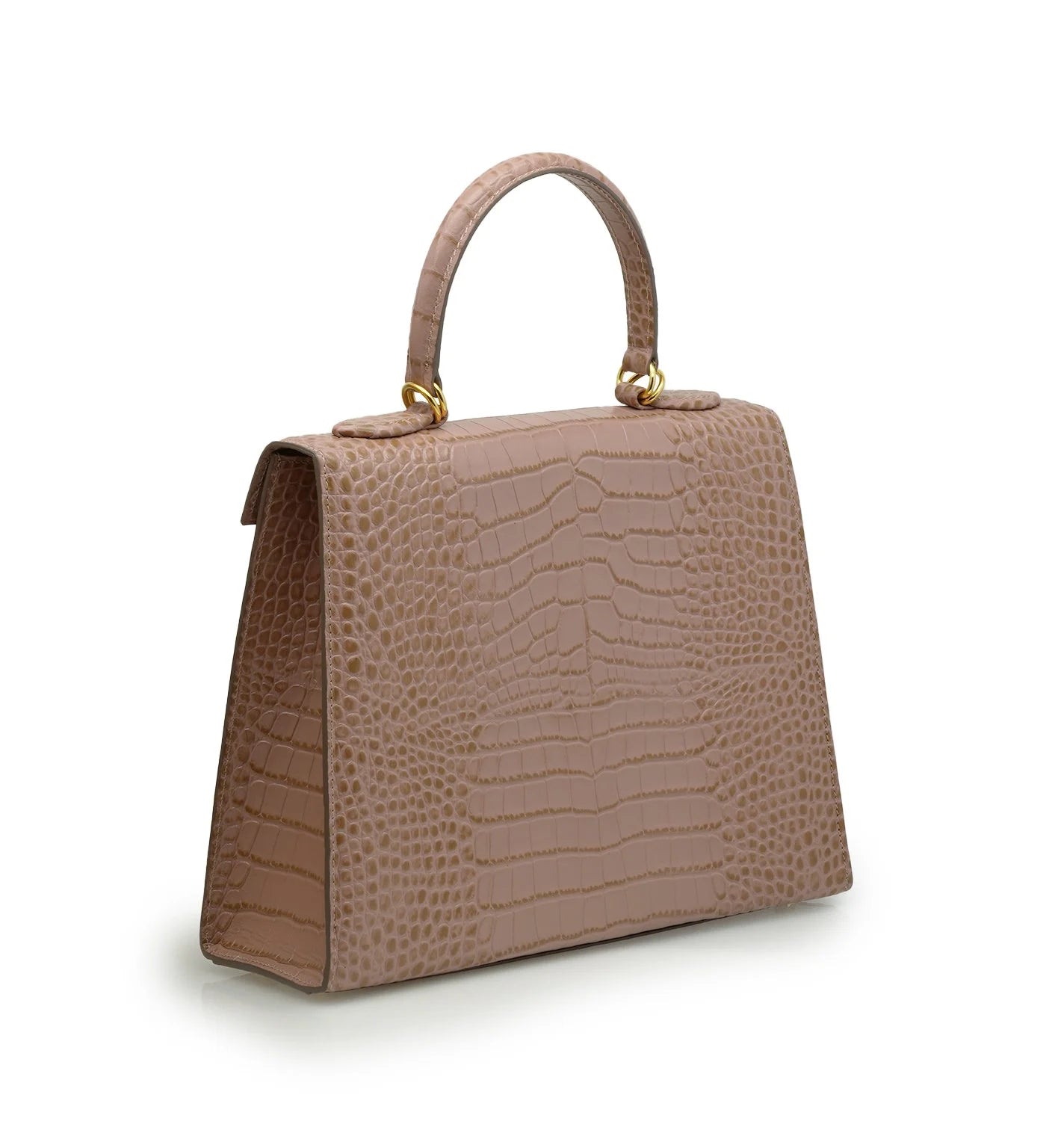 Lady Cardinal Time Keys Tea Rose croc embossed leather bag