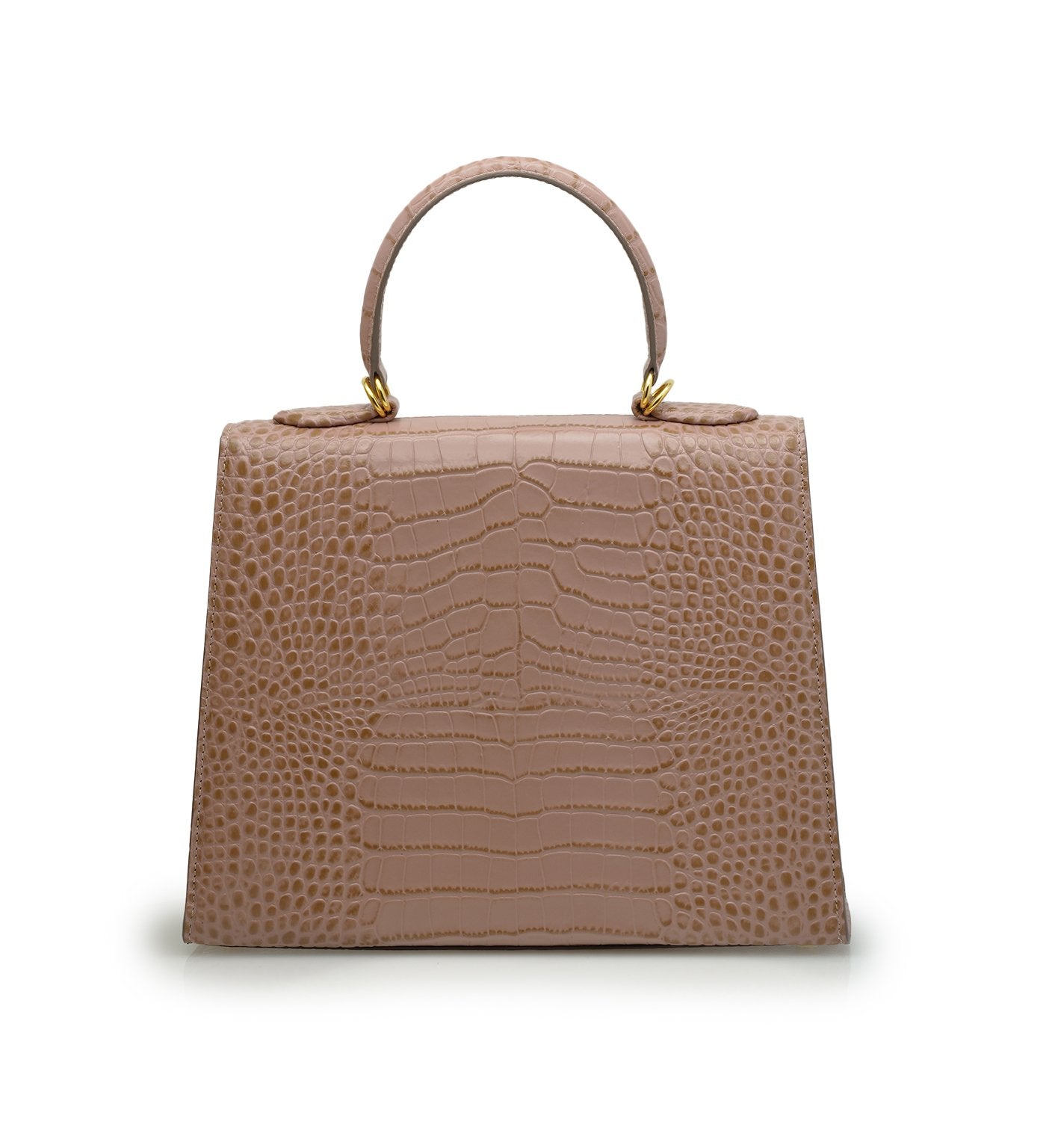 Lady Cardinal Time Keys Tea Rose croc embossed leather bag