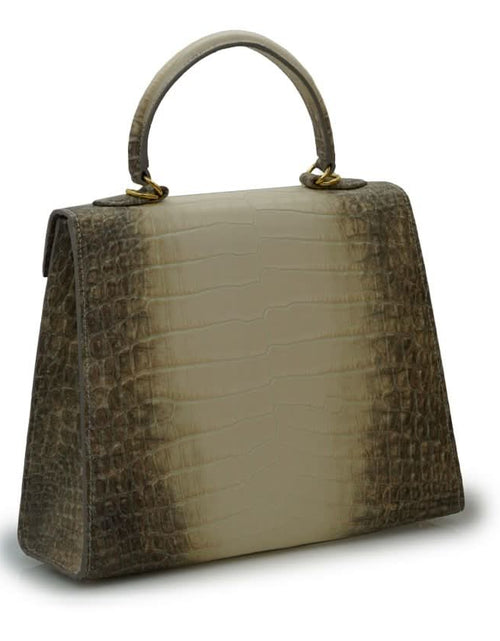 تحميل الصورة إلى عارض المعرض، حقيبة ليدي كاردينال تايم كيز هيمالايا من الجلد البيج المنقوش بنقشة جلد التمساح
