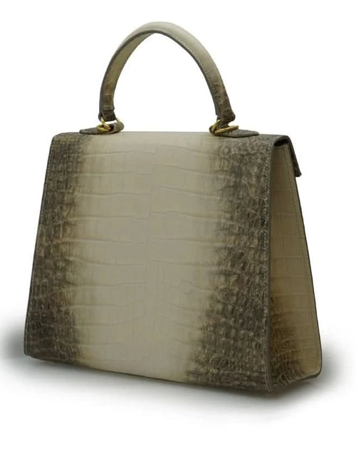 تحميل الصورة إلى عارض المعرض، حقيبة ليدي كاردينال تايم كيز هيمالايا من الجلد البيج المنقوش بنقشة جلد التمساح
