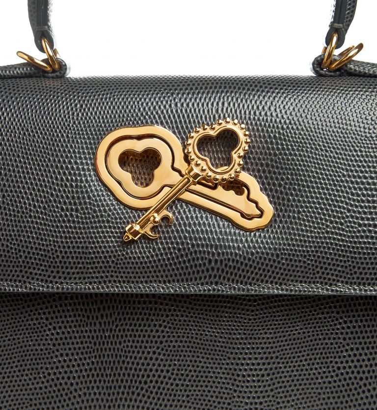 Lady Cardinal Time Keys Lizard embossed grey leather bag MTO