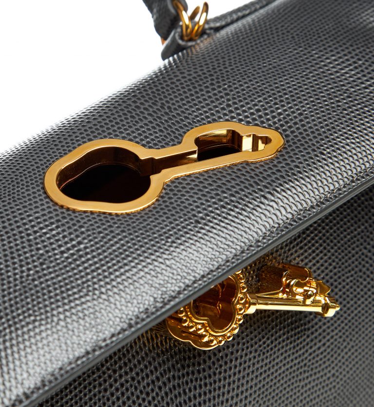 Lady Cardinal Time Keys Lizard embossed grey leather bag MTO