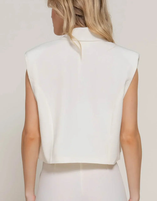 Load image into Gallery viewer, Evorin Women's White Wide Collar Blazer with Shoulder Pads
