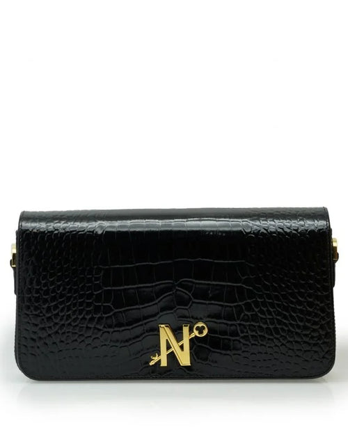 Load image into Gallery viewer, Lisa black croc embossed leather bag
