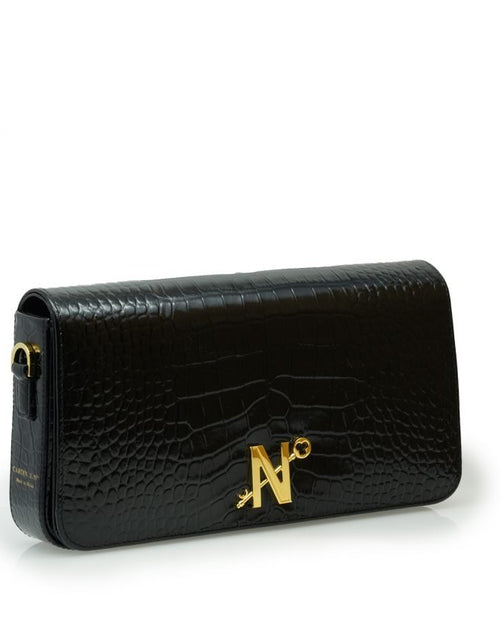 Load image into Gallery viewer, Lisa black croc embossed leather bag
