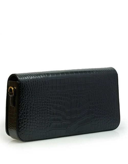 Load image into Gallery viewer, Lisa black croc embossed leather bag

