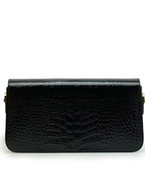 Load image into Gallery viewer, Lisa black croc embossed leather bag
