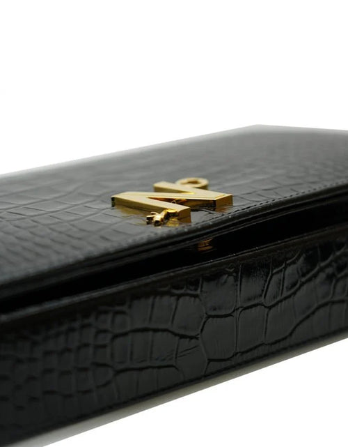 Load image into Gallery viewer, Lisa black croc embossed leather bag
