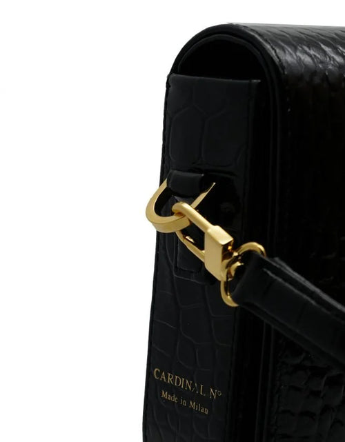 Load image into Gallery viewer, Lisa black croc embossed leather bag
